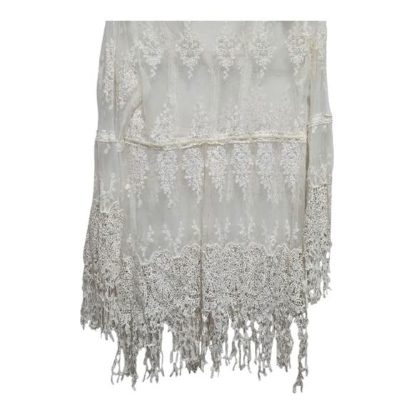 Boston Proper Lace Mesh Embroidered Duster Cardigan Small - Picture 2 of 13